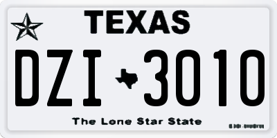 TX license plate DZI3010