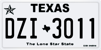 TX license plate DZI3011