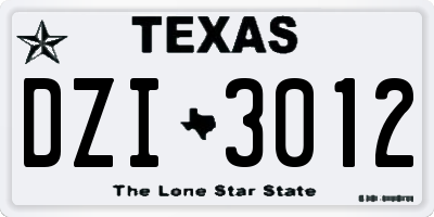 TX license plate DZI3012