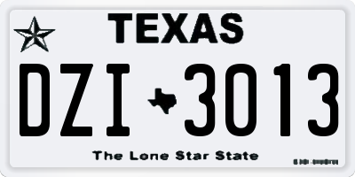 TX license plate DZI3013