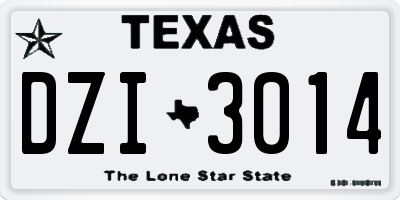 TX license plate DZI3014