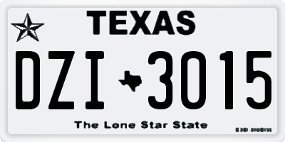 TX license plate DZI3015