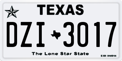 TX license plate DZI3017
