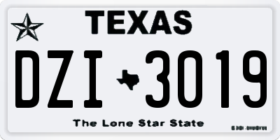 TX license plate DZI3019