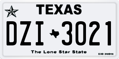 TX license plate DZI3021