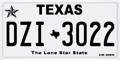 TX license plate DZI3022