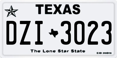 TX license plate DZI3023