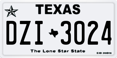 TX license plate DZI3024