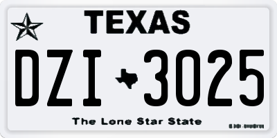 TX license plate DZI3025