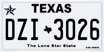 TX license plate DZI3026