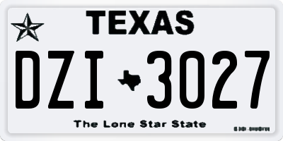 TX license plate DZI3027