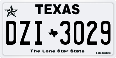 TX license plate DZI3029