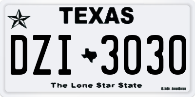 TX license plate DZI3030