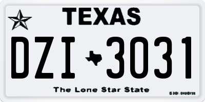 TX license plate DZI3031