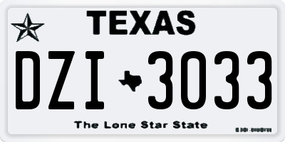 TX license plate DZI3033