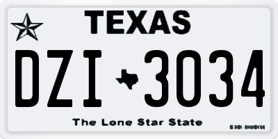 TX license plate DZI3034