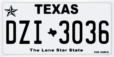 TX license plate DZI3036