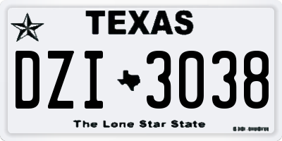 TX license plate DZI3038