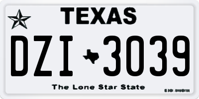 TX license plate DZI3039