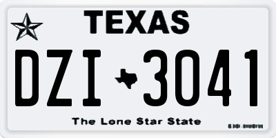 TX license plate DZI3041