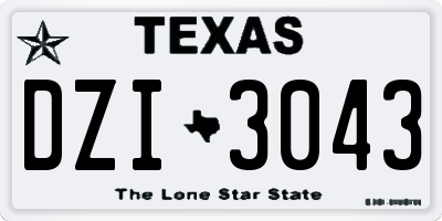 TX license plate DZI3043