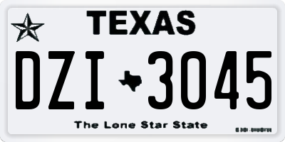 TX license plate DZI3045