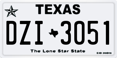 TX license plate DZI3051