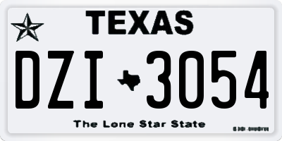 TX license plate DZI3054