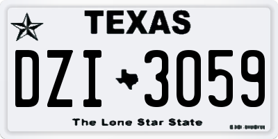 TX license plate DZI3059