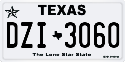 TX license plate DZI3060