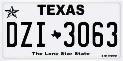 TX license plate DZI3063