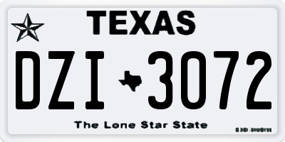TX license plate DZI3072