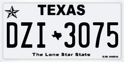 TX license plate DZI3075