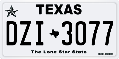 TX license plate DZI3077