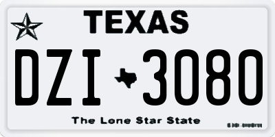 TX license plate DZI3080