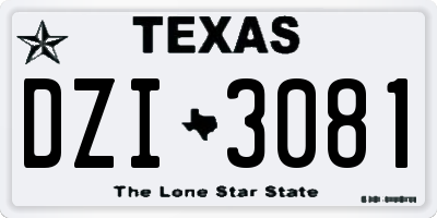 TX license plate DZI3081