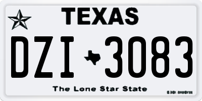 TX license plate DZI3083