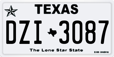 TX license plate DZI3087