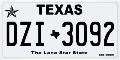 TX license plate DZI3092