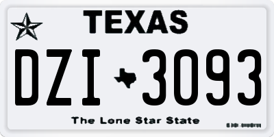 TX license plate DZI3093