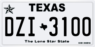 TX license plate DZI3100