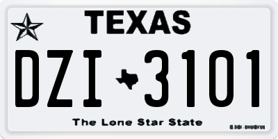 TX license plate DZI3101