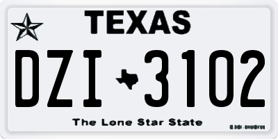 TX license plate DZI3102