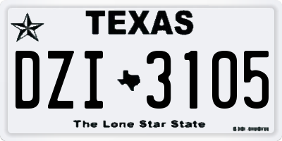 TX license plate DZI3105