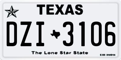TX license plate DZI3106
