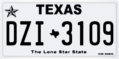 TX license plate DZI3109