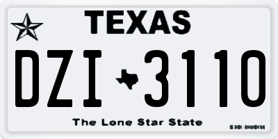 TX license plate DZI3110