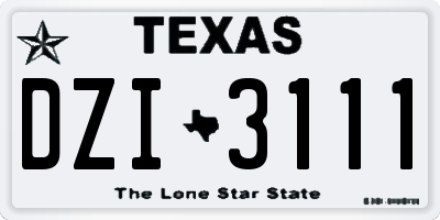 TX license plate DZI3111