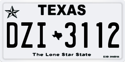TX license plate DZI3112