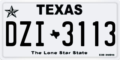TX license plate DZI3113